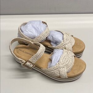 Kelsi Dagger Beige Woven Platform Sandals
